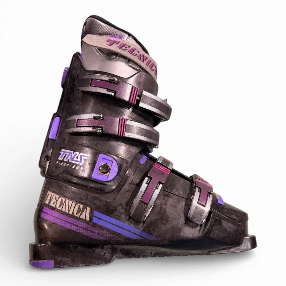 Tecnica Pro 90 Ski Boots Men's Size 8-9-5 Black Neon Purple Vintage‎ Retro